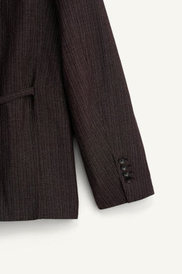 BLAZER TRAJE RAYAS VISCOSA - LINO / Marr?n oscuro - Zara фото 11