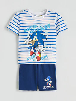 Sonic Bask?l? Erkek ?ocuk ?ortlu Pijama Tak?m?
