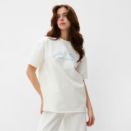 Футболка женская MINAKU OVERSIZE FIT: SPORTY & STYLISH, цвет экрю, размер 52