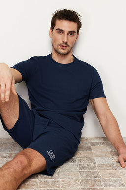 Lacivert Regular Fit Dokulu _rme _ortlu Pijama Tak_m_ TMNSS23PT00032