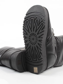 04-WA003-1M BLACK Ботинки зимние женские (натуральная кожа, курточная ткань, 100% шерсть)