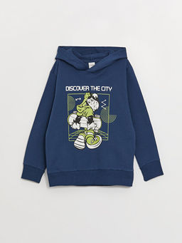 Nostaljik Maymun Bask?l? Uzun Kollu Erkek ?ocuk Hoodie