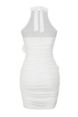 Bridal Beyaz Vucuda Oturan Cicekli K?sa Dugun/Nikah Abiye Gece Mezuniyet Elbisesi TPRSS24EL00112