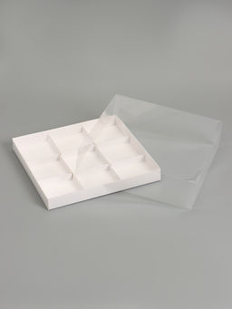 Коробка для муссовых пирожных 9 штук 30×30×8, Белый