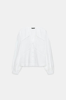 CAMISA POPEL?N BORDADOS / Blanco - Zara фото 8