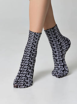 Цена за 2 пары. Носки Классические CONTE FANTASY Плотные носки с вывязанным рисунком Love nero-bianco - Conte elegant фото 3