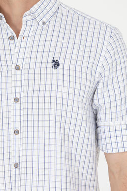 U. S. Polo Assn Мужская темно-синяя белая рубашка в клетку - U.s. polo assn фото 7