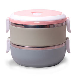 Ланч бокс двойной 1400мл 16.5*15*13.5см (пласт. корпус, внутренние емк. из нержавеющей стали) 2106