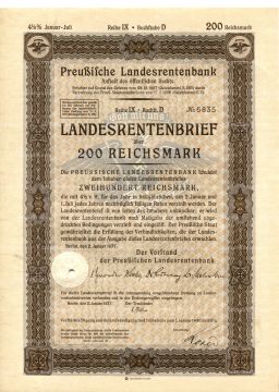 Облигация 4,5% 200 рейхсмарок 1937 года Германия