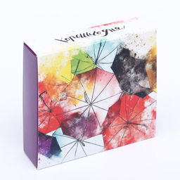 Цена за 5 шт. Коробка под 9 конфет с обечайкой  Зонтики  с окном 14,5 х 14,5 х 3,5 см - UPAK LAND фото 2