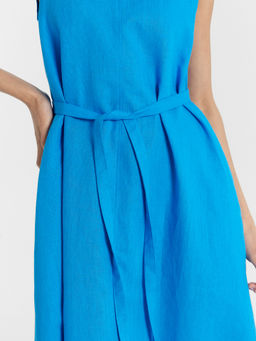 Сарафан женский лазурно-голубой изо льна и хлопка - Mark formelle фото 6