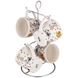 НАБОР КРУЖЕК НА МЕТАЛЛ.ПОДСТАВКЕ LEFARD ВЕСЕЛЫЕ ДРУЗЬЯ 4 ШТ. 350 МЛ