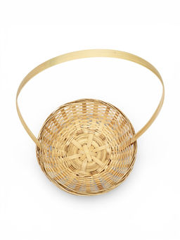 Корзина плетёная для хранения, 20×20×8 см, ручка h=21 см, бамбуковая, цвет натуральный, Greengo