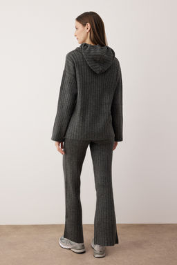Antrasit Yumusak Dokulu Kapusonlu H?rka-Pantolon Triko Alt - Ust Tak?m TWOAW26AU00048 - Trendyolmilla фото 4