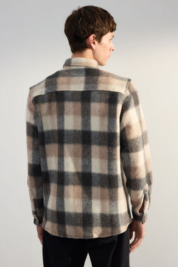 Bej Unisex Regular Fit K?sl?k Kareli Oduncu Gomlek Ceket TMNAW25GO00026 - Trendyolmilla фото 6