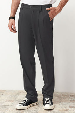 Antrasit Pileli Klasik Baggy Fit Kuma_ Pantolon TMNSS24PL00024