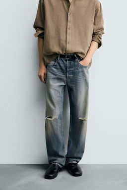 RIPPED REGULAR STRAIGHT-LEG JEANS - Zara фото 2