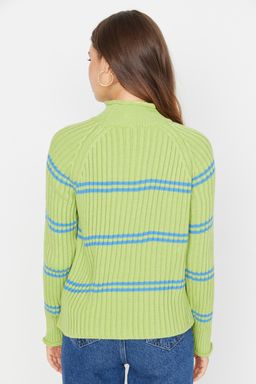 TRENDYOLMILLA Yesil Cizgili Triko Kazak TWOAW23KZ00666