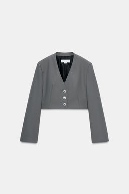 LAPEL-LESS CROPPED BLAZER - Zara фото 8