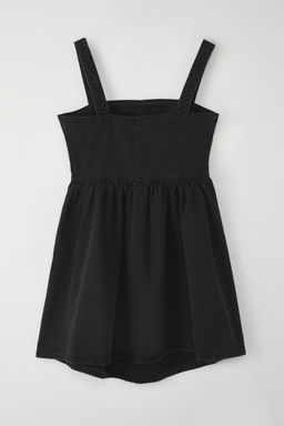 TRENDYOLMILLA Siyah Etegi Volanl? Staplez Yaka Ask?l? V Form Mini Denim Elbise TWOSS25EL00597 фото 6