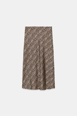 FALDA MIDI SATINADA / Leopardo / Tostado - Zara фото 5