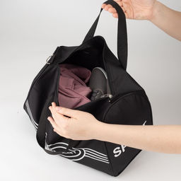 Сумка спортивная на молнии, длинный ремень, маленький размер, цвет чёрный