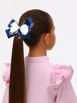 Цена за 6 шт. Резинка для волос «Школьница», бант цветок бусина звёзды, 12×7 см, бело-синяя