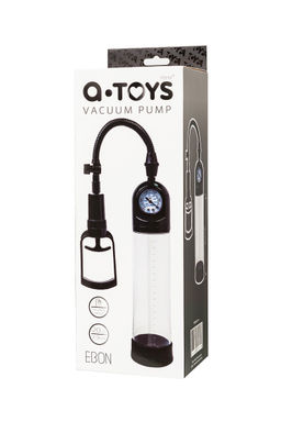 Помпа для пениса с монометром A-Toys by TOYFA Ebon, силикон, прозрачный, 20 см