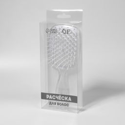 Расчёска массажная, широкая, продуваемая, 8.5×20.5(±1) см, прозрачная