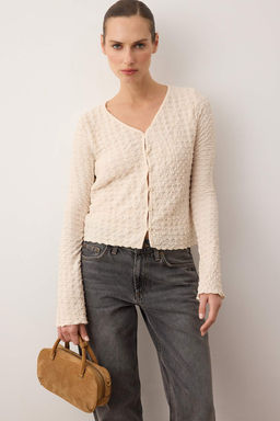 Indigo Regular/Normal Kal?p Dokulu Uzun Kollu Esnek Orme Bluz TWOAW26BZ00334 - Trendyolmilla фото 5