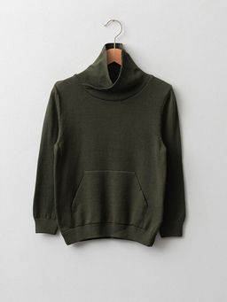 Ke?i? Yaka Basic Uzun Kollu Erkek ?ocuk ?nce Triko Kazak