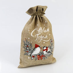 Цена за 5 шт. Мешочек подарочный с термонаклейкой «С Новым годом», 16×24 см ± 1.5 см