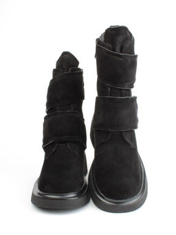 04-M3-HSM711 BLACK Ботинки зимние женские (натуральная замша, натуральный мех) - Фабричный китай фото 9