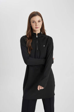 DeFactoFit Длинная футболка с воротником-стойкой и принтом в стиле спортсмен с длинными рукавами  фото 3