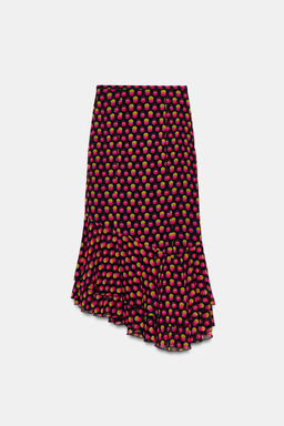 FALDA MIDI ASIM?TRICA LUNARES / Negro / Fucsia - Zara фото 4