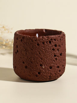 Свеча в вулканическом подсвечнике "Лава" терракот 8,5х8,5х7,5 см
