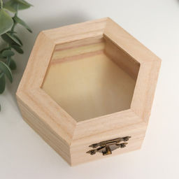 Шкатулка для росписи дерево «Многогранник со стеклянной вставкой», для творчества, декора, 10×9×4.5 см