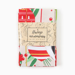 Набор полотенец Доляна Праздник уже близко 28х46 см - 6 шт, 100% хл, рогожка 164 г/м2  фото 9