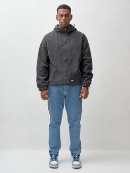 Куртка из вельвета мужская демисезонная темно-серого цвета 25336TC