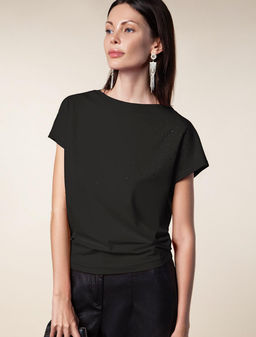 VILATTE / Футболка из премиального хлопка со стразами  фото 3