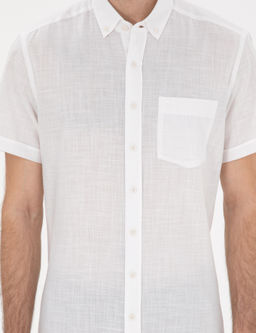 Beyaz Keten G_r_n_ml_ Regular Fit K_sa Kollu G_mlek - Pierre cardin фото 6