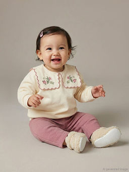 Bebe Yaka K?z Bebek Bluz ve Pantolon