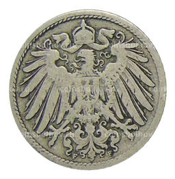 Монета 10 пфеннигов 1896 года F Германия