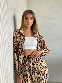 Martichelli Брюки коричнево-бежевые с принтом  фото 9