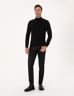 Siyah Slim Fit Bal_k__ Yaka Basic Triko Kazak - Pierre cardin фото 4