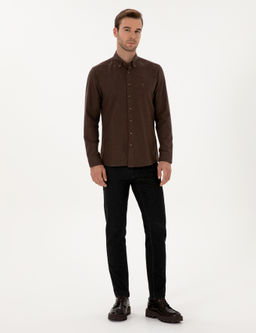 Koyu Kahverengi Slim Fit Uzun Kollu G_mlek - Cacharel фото 4