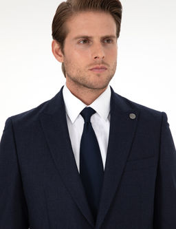 Lacivert Slim Fit Y_n Tak_m Elbise