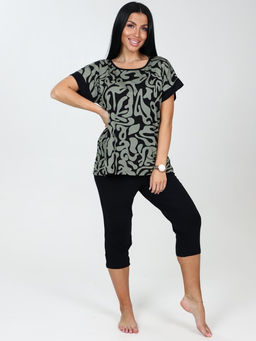 617 Домашний костюм бриджи (Разводы на хаки)