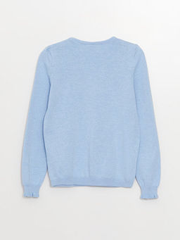 Bisiklet Yaka Bask?l? Uzun Kollu K?z ?ocuk Triko Kazak - Waikiki фото 2