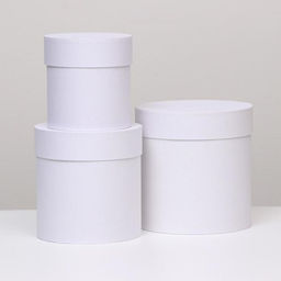 Набор круглых коробок 3 в 1 Краски, белые, 18 х 18 х 18 - 14 х 14 х 14 см